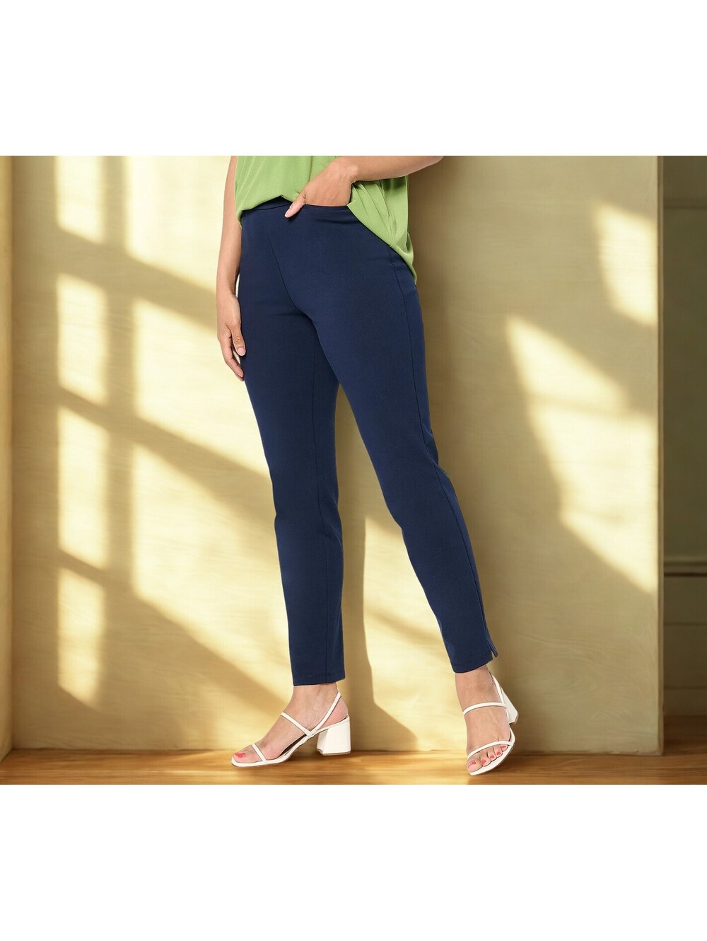 Susan Graver Weekend Regular Premium Stretch Slim-Leg Ankle Pants NAVY XXS